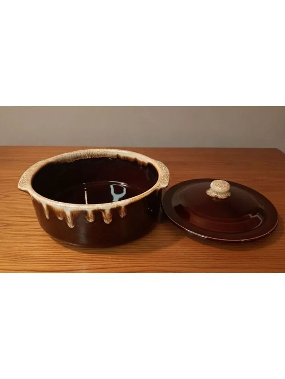 Vintage Pfaltzgraff Brown Drip-Glaze Ceramic Oven-safe Casserole Dish w/ Lid